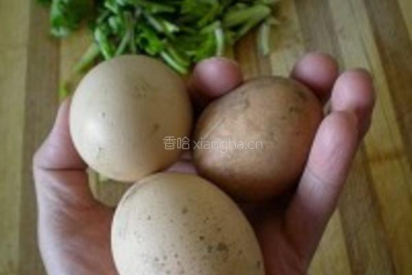 香菜炒笨鸡蛋的做法图解1