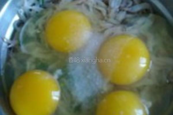 韭菜鲜虾米炒鸡蛋的做法图解2