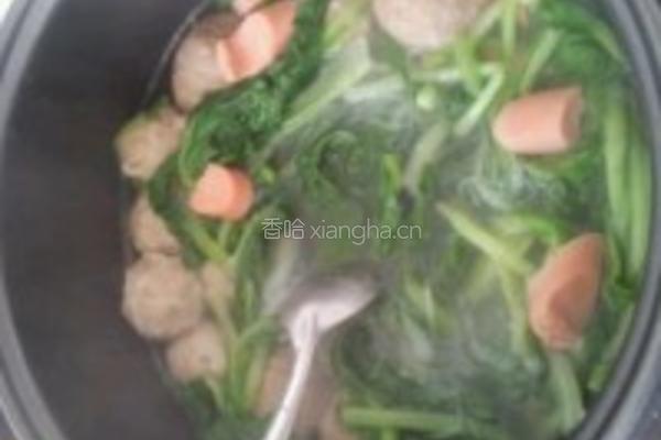 小白菜粉丝贡丸汤的做法图解5