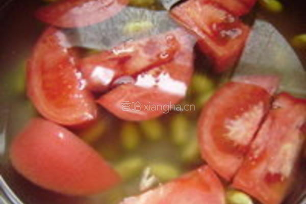 番茄榨菜毛豆子蛋汤的做法图解3