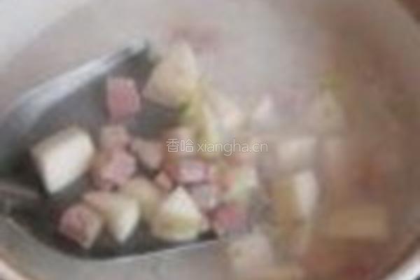 黄花菜干菜煲咸肉粥的做法图解5