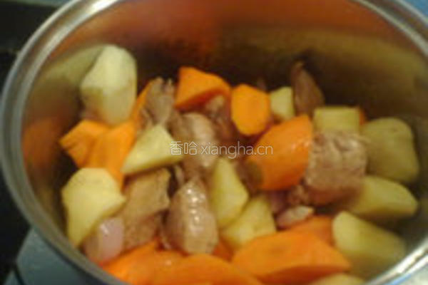 土豆红萝卜炖肉的做法图解3