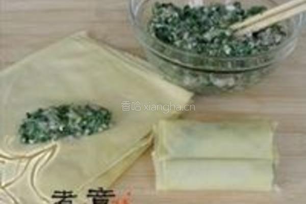 鸡汁荠菜百叶包的做法图解4