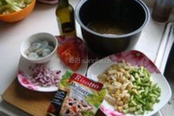 鲜虾时蔬烩饭的做法图解1