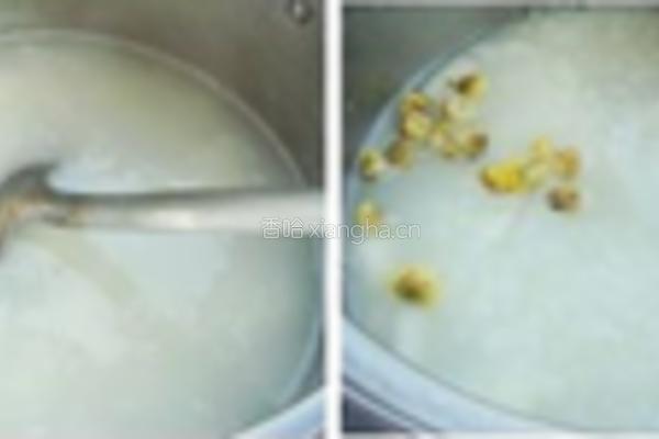 雪梨菊花粥的做法图解3