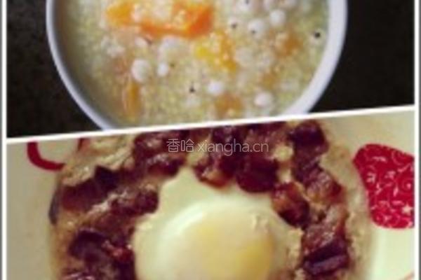 小米红薯粥&腊肉蒸蛋的做法图解7
