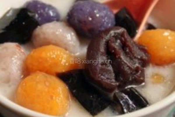 红豆沙椰奶仙草芋圆的做法图解7