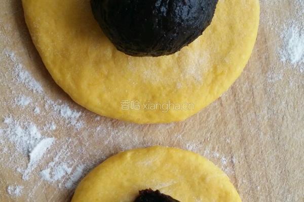 南瓜葫芦娃豆沙包的做法图解4