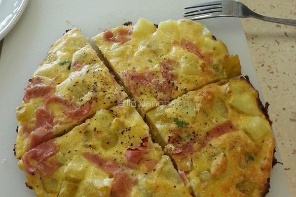 焗培根土豆鸡蛋煎饼的做法图解6