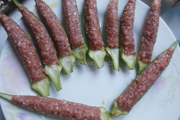 肉酿秋葵的做法图解10