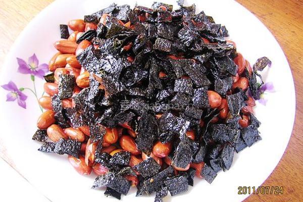 花生米炒海苔的做法图解6