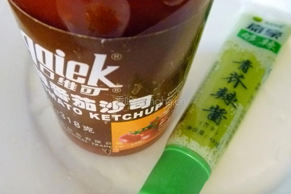 明虾配青芥甜辣酱的做法图解2