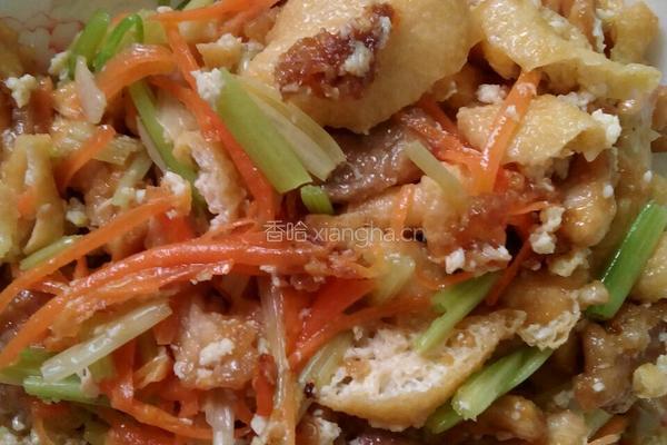 肉丝炒豆腐泡的做法图解4