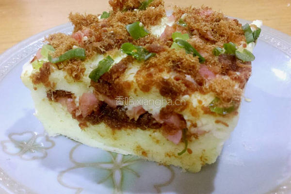 香葱肉松蒸蛋糕