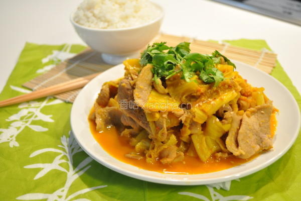 姜黄泡菜炒猪肉的做法图解5