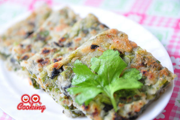 海苔芹菜叶煎饼的做法图解7