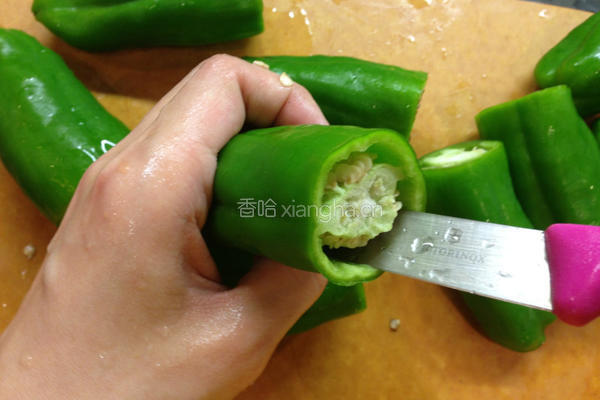 蒜汁青甜椒酿肉的做法图解5