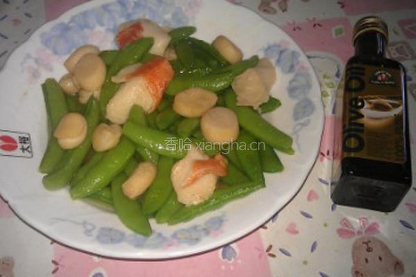 干贝蟹肉炒甜豆的做法图解4