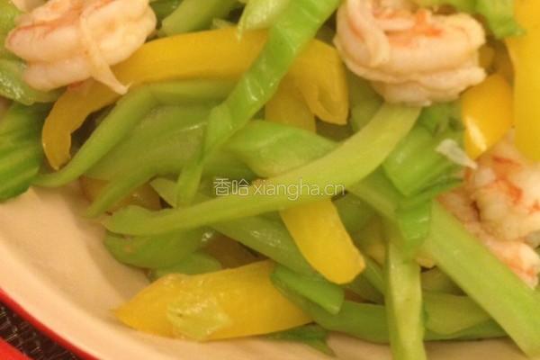 芥菜甜椒炒虾仁的做法图解2