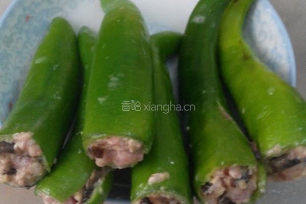 香菇肉酿尖椒的做法图解4