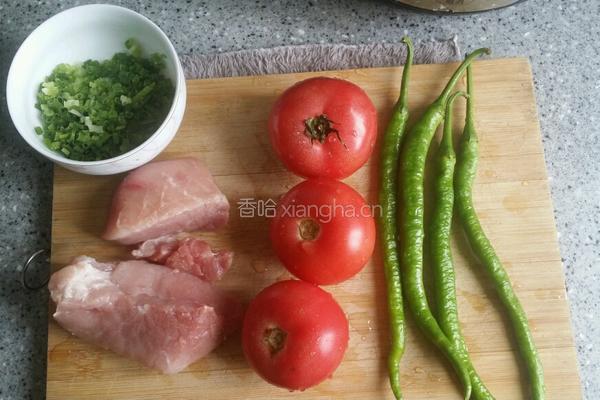 西红柿青椒炒肉的做法图解1