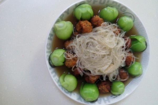 油菜肉丸粉丝汤的做法图解5