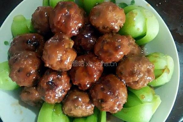 小油菜伴肉丸的做法图解3