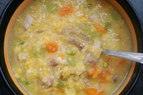鲜玉米蔬菜粥的做法图解4
