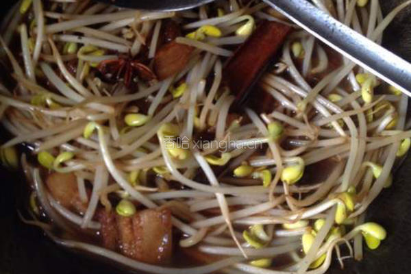 五花肉烧豆芽的做法图解5
