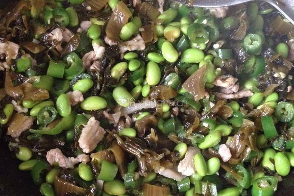 雪菜毛豆肉丝的做法图解5