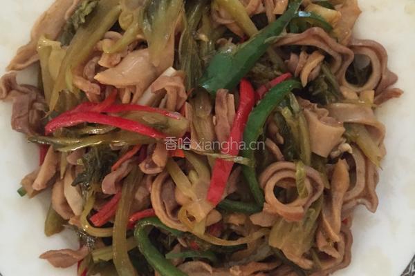 双椒酸菜炒猪肚的做法图解5