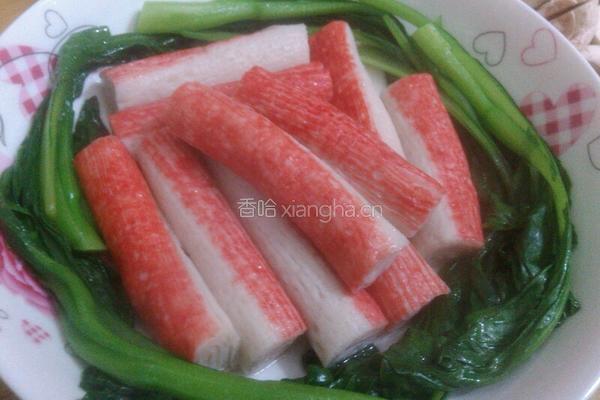 鲜菇扒蟹柳的做法图解6
