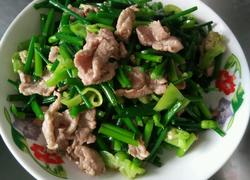 青椒韭菜苔炒肉片