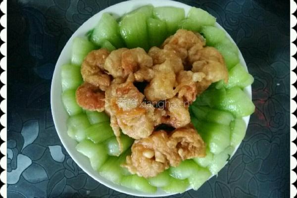 扒油菜炸虾肉的做法图解5