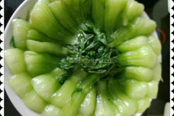 扒油菜炸虾肉的做法图解2