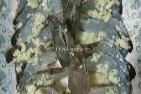 蒜茸蒸开边虾的做法图解2