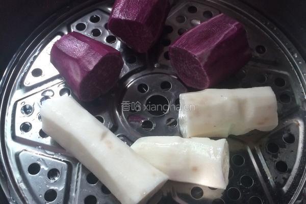 紫薯山药羹的做法图解1