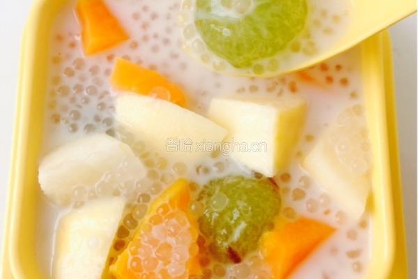 椰汁水果西米捞的做法图解6
