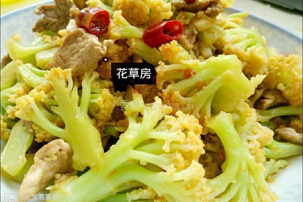 有机菜花炒肉的做法图解8