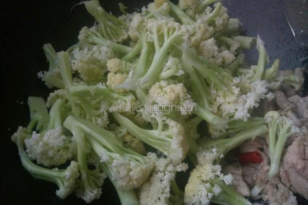 有机菜花炒肉的做法图解6