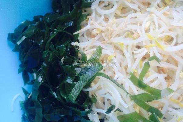 海带丝凉拌绿豆芽的做法图解3