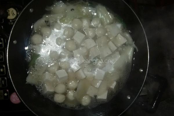 白菜丸子豆腐的做法图解4
