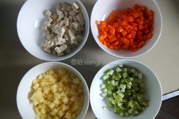 菜丁煲饭的做法图解2