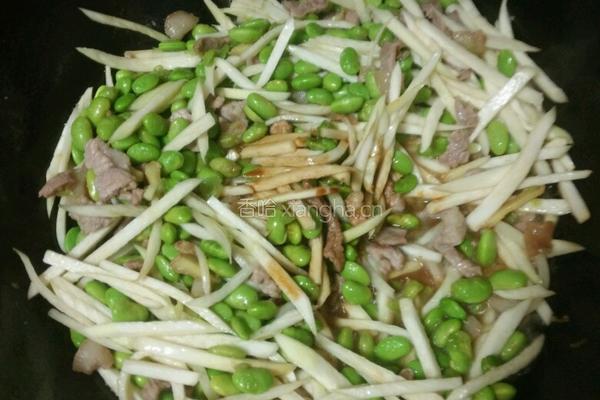 毛豆茭白炒肉丝的做法图解5