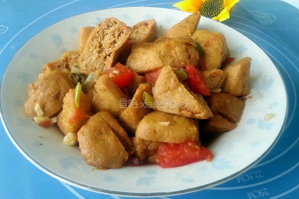 西红柿焖炸豆泡