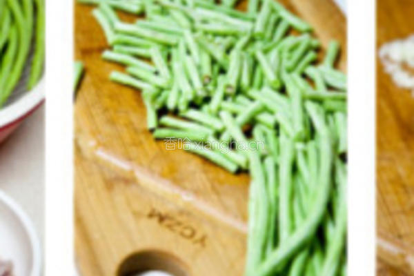 豇豆炒肉片的做法图解1