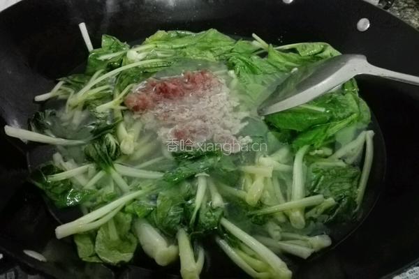 肉末小白菜汤的做法图解3