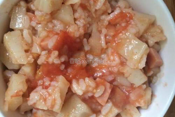 莲藕番茄饭的做法图解7