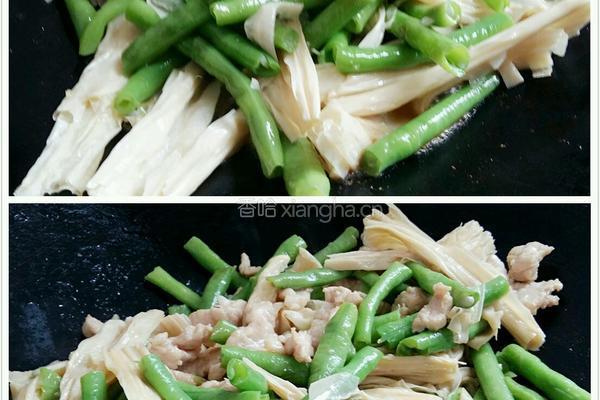 蒜蓉豇豆腐竹炒肉片的做法图解13
