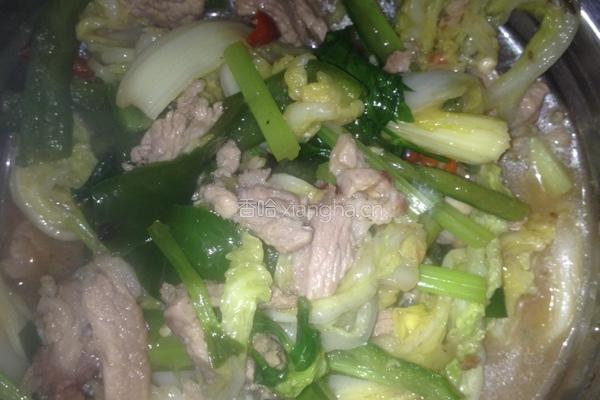 肉片辣椒白菜叶的做法图解7